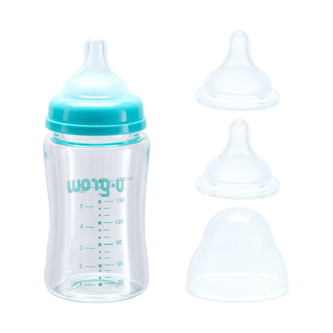 Biberon de sticla180 ml+2 tetine extra - imagine 3