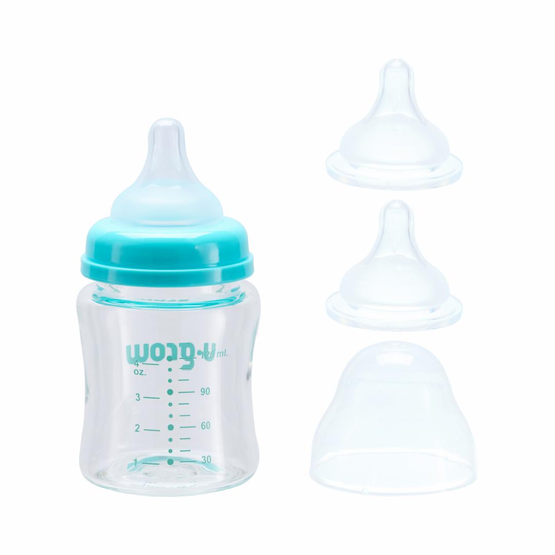 Biberon de sticla 120 ml+2 tetine extra - imagine 3